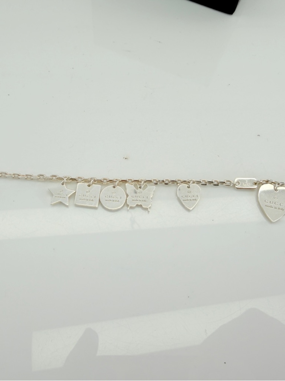 Gucci Trademark Heart Charm Sterling Silver Bracelet - Picture 7 of 12